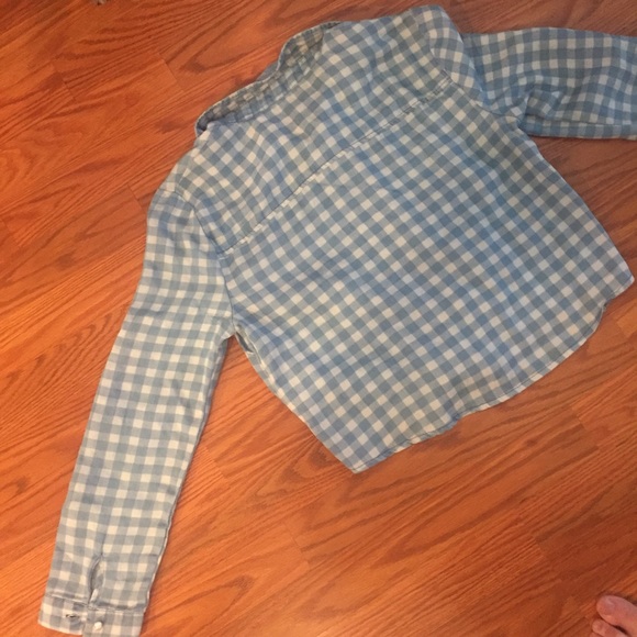 Button Down Tie Knotted Checked Long Sleeve Top - Picture 10 of 10